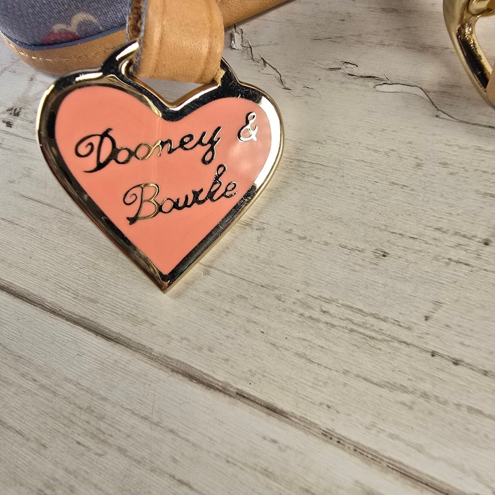 Dooney & Bourke Multicolor DB Logo Wristlet Lavender Blue Canvas Heart Charm - Picture 4 of 7